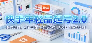 快手年轻品起号2.0：养号选品，剪辑封面，投流技巧，从0到爆单全流程-KJ分享