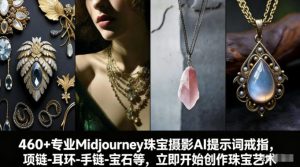 460+专业Midjourney珠宝摄影AI提示词戒指,项链-耳环-手链-宝石等,立即开始创作珠宝艺术-KJ分享