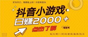 5年爆火的抖音小游戏项目,一部手机日入2000+-KJ分享