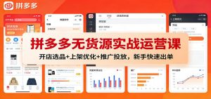 拼多多无货源实战运营课:开店选品+上架优化+推广投放,新手快速出单-KJ分享