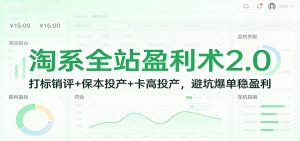 淘系全站盈利术2.0：打标销评+保本投产+卡高投产，避坑爆单稳盈利-KJ分享