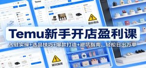 Temu新手开店盈利课:入驻实操+选品技巧+爆款打造+避坑指南,轻松日出万单-KJ分享