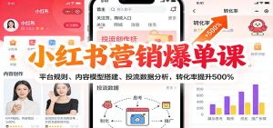 小红书营销爆单课：平台规则、内容模型搭建、投流数据分析，转化率提升500%-KJ分享