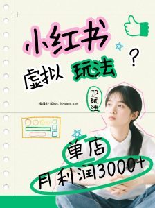 小红书虚拟玩法(铺货流和单品玩法),单店月利润3000+,IP打法+原创商品(0违规)-KJ分享