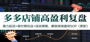 多多店铺高盈利复盘：暴力起店+微付费玩法+活动策略，解锁持续盈利SOP（更新）-KJ分享