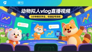 动物拟人vlog直播视频,5分钟教你学会,快速起号涨粉-KJ分享