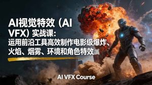 AI视觉特效(AI VFX)实战课:运用前沿工具高效制作电影级爆炸、火焰、烟雾、环境和角色特效-KJ分享