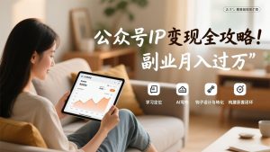 公众号IP变现全攻略，学习定位、AI写作、钩子设计与转化，构建获客闭环，副业月入过万-KJ分享