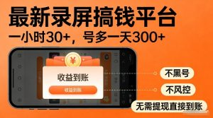 录屏搞钱实操项目!一小时30+,多号日入3张,不风控不黑号,稳賺无压力-KJ分享