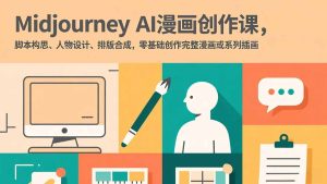 Midjourney AI漫画创作课,脚本构思、人物设计、排版合成,零基础创作完整漫画或系列插画-KJ分享