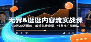 无界&逛逛内容流实战课：30天20万播放，解锁免费流量，付费推广双玩法-KJ分享