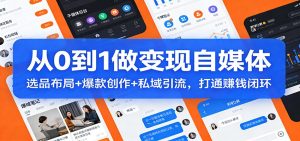 从0到1做变现自媒体:选品布局+ 爆款创作+私域引流,打通赚钱闭环-KJ分享