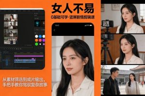 0基础可学！《女人不易》竖屏剧情剪辑课，从素材筛选到成片输出，手把手教你驾驭复杂故事-KJ分享