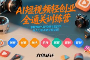 AI短视频轻创业全通关训练营,掌握爆款AI短视频内容创作,从入门新手到平稳变现的六维跃迁-KJ分享