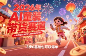 AI童装新春带货赛道，一部手机0成本狂销1.2万件喜提20W+，3步0基础也可以爆单-KJ分享