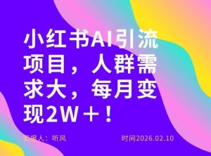 她通过这个AI项目每月做到2W＋的收入，最新小红书AI项目，人群需求大！-KJ分享