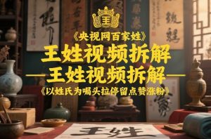 央视网百家姓–王姓视频拆解,以姓氏为噱头拉停留点赞涨粉-KJ分享