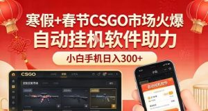 寒假+春节CSGO市场火爆,配合游戏自动挂G软件,小白只用一台手机也可日入3张-KJ分享