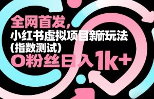 全网首发,小红书虚拟项目新玩法(指数测试),0粉丝日入1k+,整个玩法完整拆解!-KJ分享