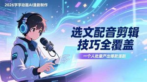 2026字字动画AI漫剧制作-1期,选文配音剪辑技巧全覆盖,一个人就能批量产出爆款漫剧-KJ分享