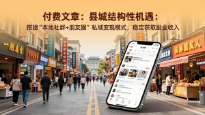 付费文章：县城结构性机遇：搭建“本地社群+朋友圈”私域变现模式，稳定获取副业收入-KJ分享