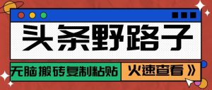头条单账号日收益300+野路子玩法赛道，无脑搬砖复制粘贴，保姆级教程-KJ分享