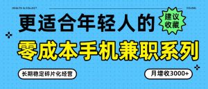 零成本手机兼职系列，长期稳定碎片化经营，月增收3000+-KJ分享