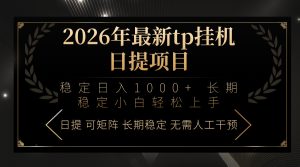 2026年最新tp挂机日提项目：稳定日入1000+小白轻松上手-KJ分享