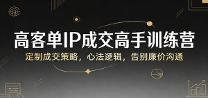 高客单IP成交高手训练营:定制成交策略,心法逻辑,告别廉价沟通-KJ分享