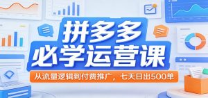 拼多多必学运营课：从流量逻辑到付费推广，七天日出500单-KJ分享