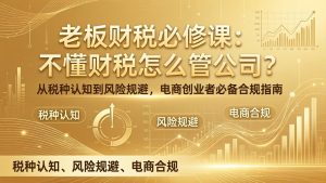 老板财税必修课:不懂财税怎么管公司?从税种认知到风险规避,电商创业者必备合规指南-KJ分享