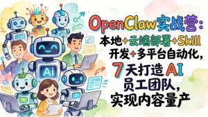 OpenClaw实战营：本地+云端部署+Skill开发+多平台自动化，7 天打造 AI 员工团队，实现内容量产-KJ分享