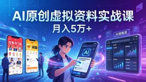 AI原创虚拟资料实战课：2026新机会，小红书闲鱼开店，普通人用AI轻松变现，月入5万+-KJ分享