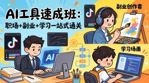 AI工具速成班:职场+副业+学习一站式通关,20+爆款类型+剪映技巧+抖音算法,0基础快速上手-KJ分享