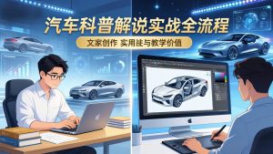 抖音汽车科普解说实战：文案+动画+画面处理+去水印全流程，打造专业汽车科普视频-KJ分享