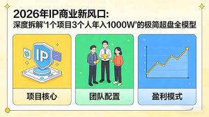 2026年IP商业新风口:深度拆解“1个项目3个人年入1000W”的极简超盘全模型-KJ分享