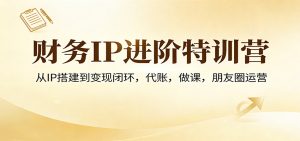 财务IP进阶特训营:从IP搭建到变现闭环,代账,做课,朋友圈运营-KJ分享