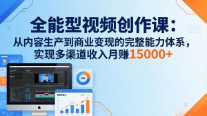 全能型视频创作课-26年3月更新:从内容生产到商业变现的完整能力体系,多渠道收入月赚15000+-KJ分享