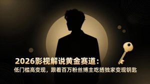 2026影视解说黄金赛道:低门槛高变现,跟着百万粉丝博主吃透独家变现钥匙-KJ分享