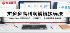 拼多多高利润铺链接玩法：30%–50%利润率定价，权重拉升，全店托管实操教学-KJ分享