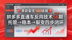 拼多多直通车反向技术56期：托管→稳本→裂变四步闭环，单款裂变100链接抢占核心流量-KJ分享