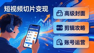 短视频切片变现速成班2.0：高级封面+剪辑攻略+账号运营，0基础小白快速入局副业-KJ分享