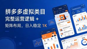 拼多多虚拟类目干货:完整运营逻辑 + 矩阵布局,日入稳定 1K-KJ分享