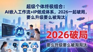 超级个体终极组合:AI嵌入工作流+IP做成体系,2026一起破局,要么升级要么被淘汰-KJ分享