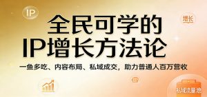 全民可学的IP增长方法论:一鱼多吃、内容布局、私域成交,助力普通人百万营收-KJ分享