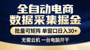 全自动电商数据集掘金,批量可矩阵,单窗口日入30+,无需云机,一台电脑开干-KJ分享