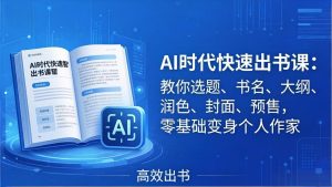 AI时代7天闪电出书课:教你选题、书名、大纲、润色、封面、预售,零基础变身个人作家-KJ分享