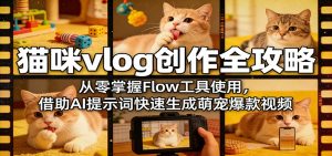 猫咪vlog创作全攻略：从零掌握Flow工具使用，借助AI提示词快速生成萌宠爆款视频-KJ分享