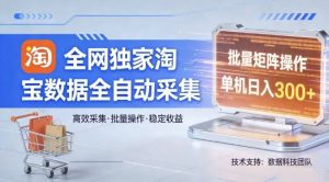 全网独家,淘宝数据全自动采集项目,批量可矩阵,单机轻松日入300【揭秘】-KJ分享