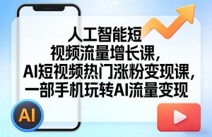 人工智能短视频流量增长课,AI短视频热门涨粉变现课,一部手机玩转AI流量变现-KJ分享